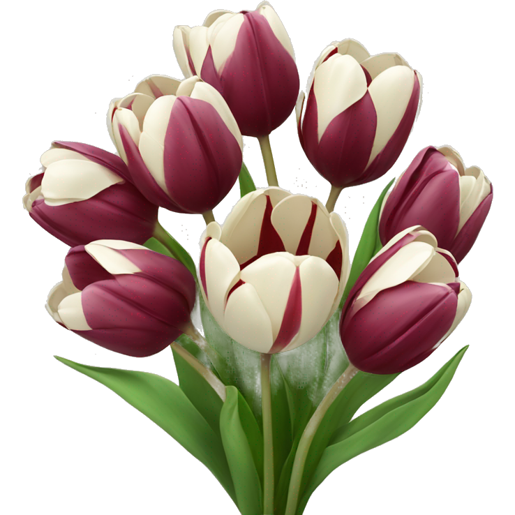 Bouquet of burgundy tulips with bow