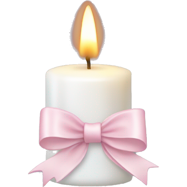 White candle with a light pink bow around it