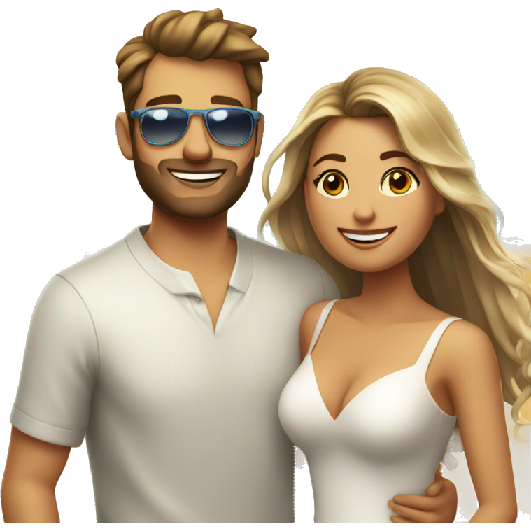 Novio y novia en playa