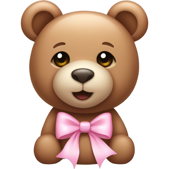 Teddy bear with light pink bows on its ears