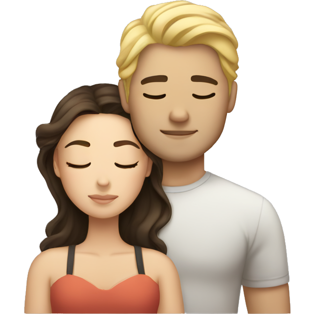 Blond man and brunette woman cuddling asleep