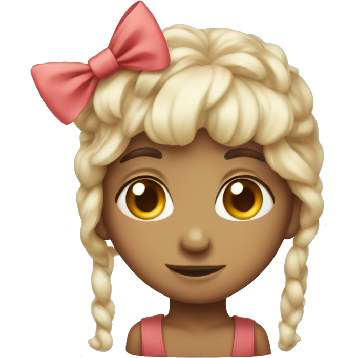 Blushing emoji with bow