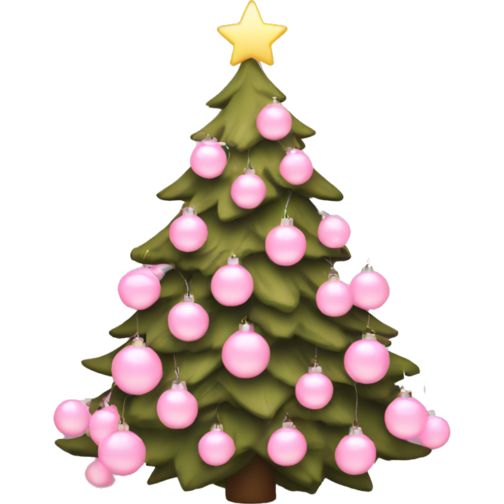 Christmas tree with light pink lights and light pink ornaments