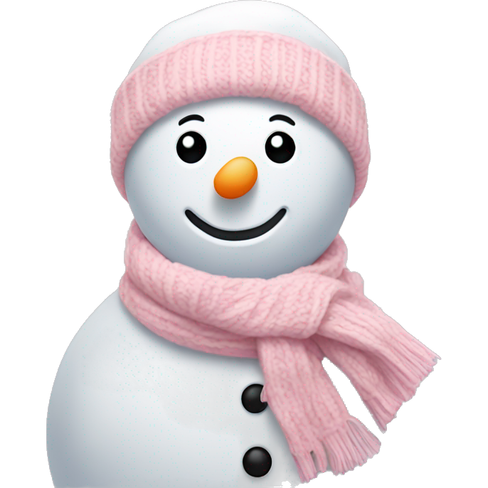 Snowman with light pink scarf and light pink buttons