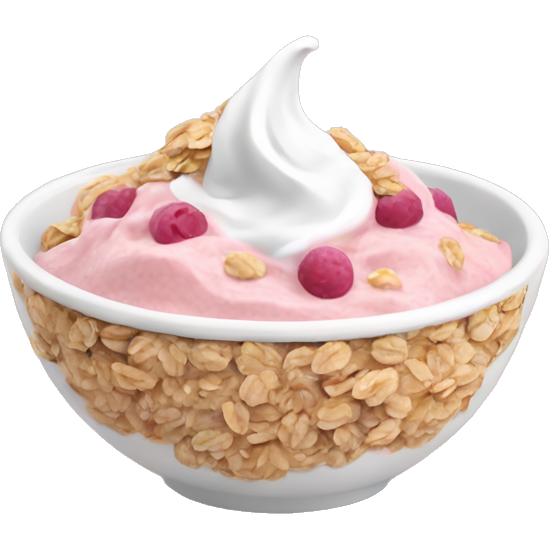 Pink yogurt in a bowl with oats on the side