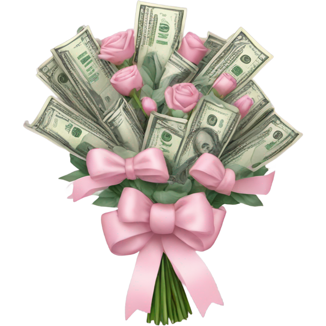 Money bouquet with a light pink bow on it