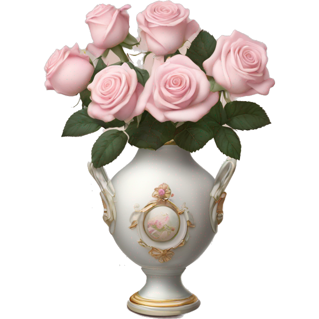 Pale Pink roses in swan roccoco vase
