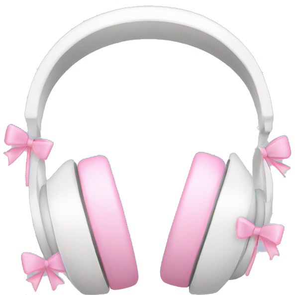 White headphones with baby pink bows