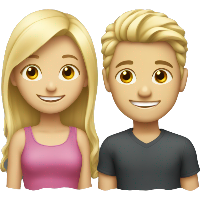 Blonde girl and boy smile
