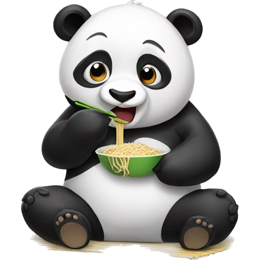 Panda eating noodles