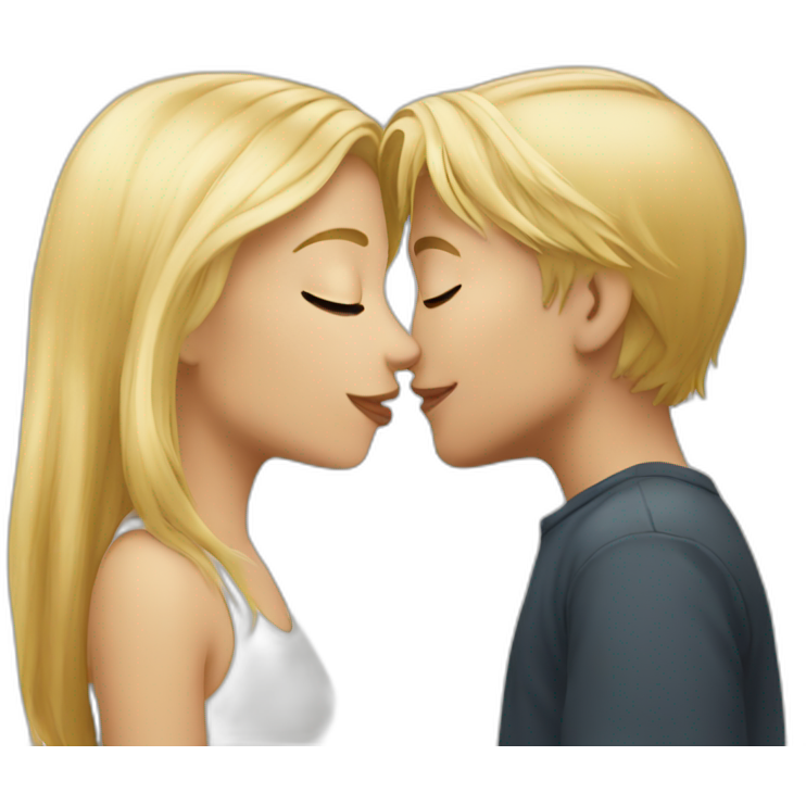 Boy blonde hair kissing girl