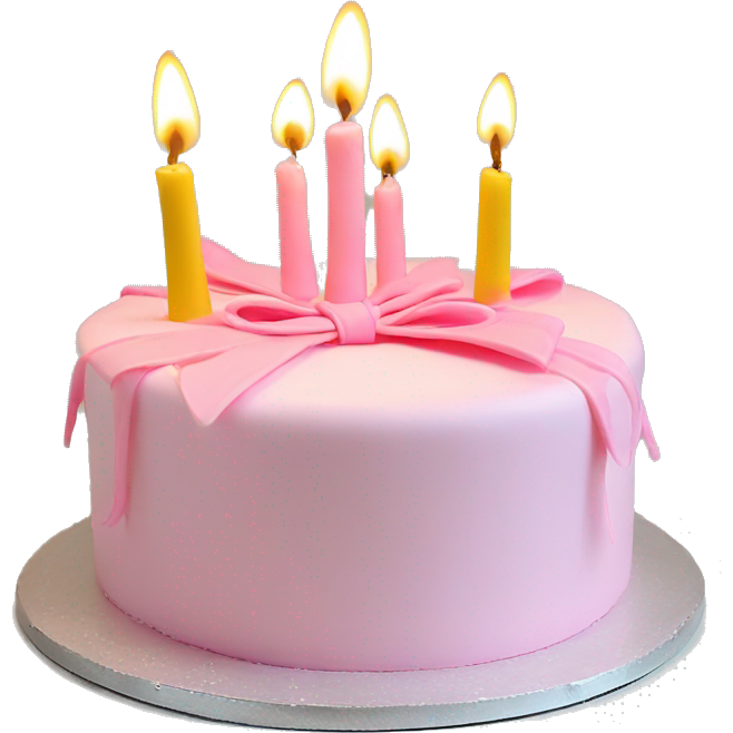 Coquette bow light pink birthday cake with candles