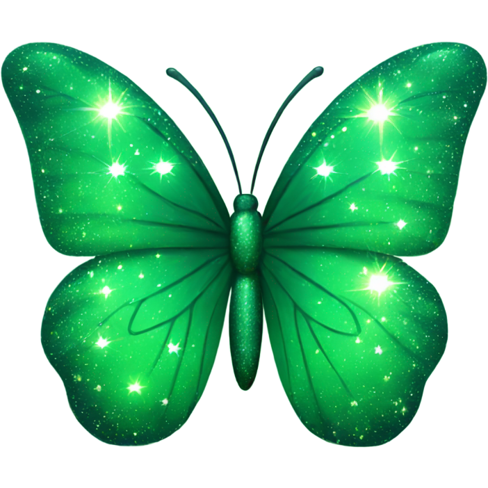 Green butterfly with sparkles