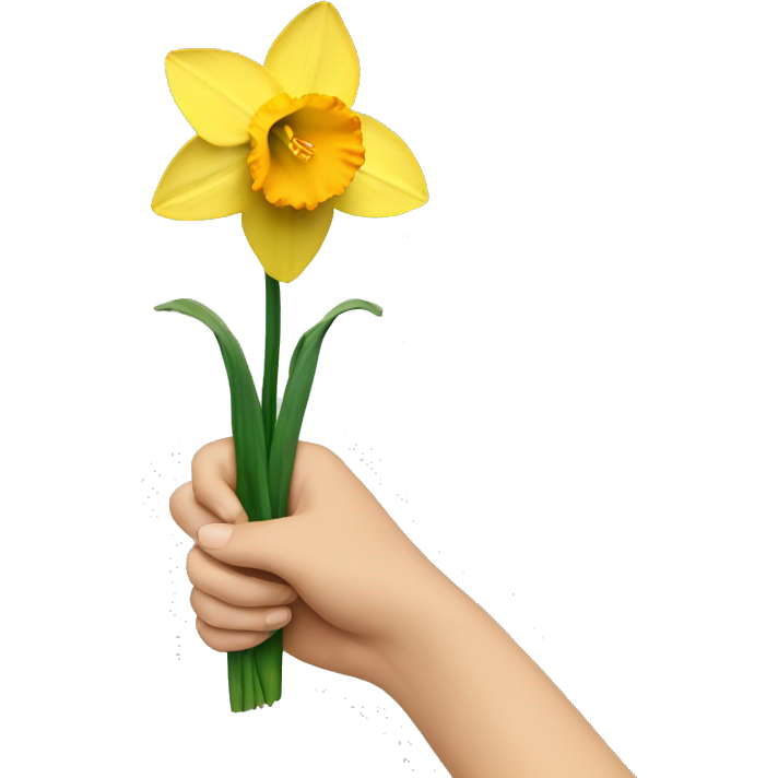 Hand holding a daffodil