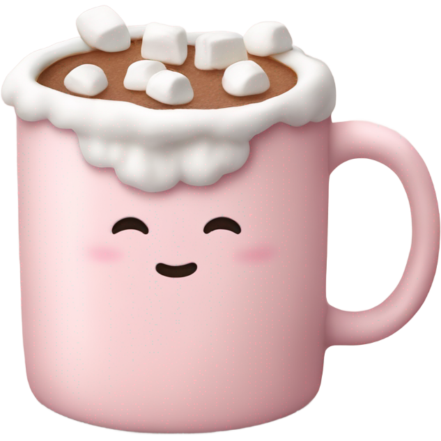 Light Pink mug of hot chocolate with marshmallows