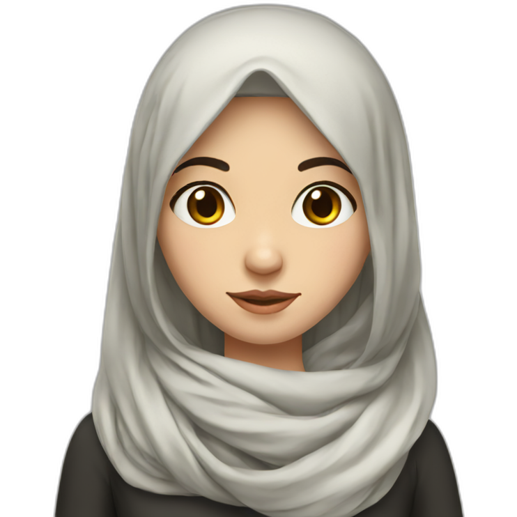 Russian Girl with long black hair and headscarf