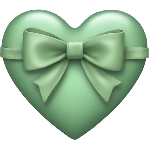Sage green heart with a bow on it