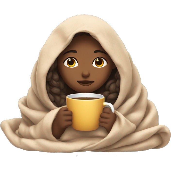Girl inside a blanket sipping coffee eyes closed