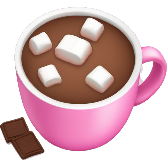Hot cocoa with marshmallows in a pink cup