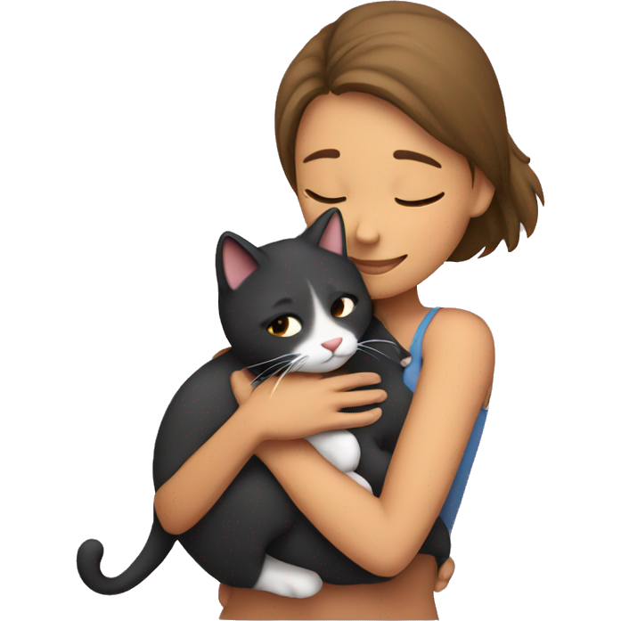 Girl hugging her cat