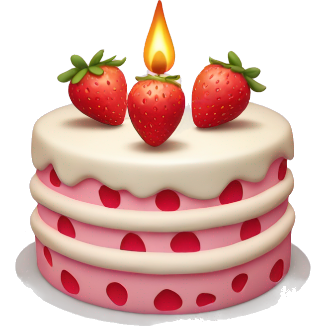 Pink strawberries and cream birthday cake with a candle