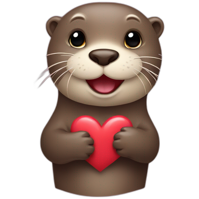 Otter in love with hearts around