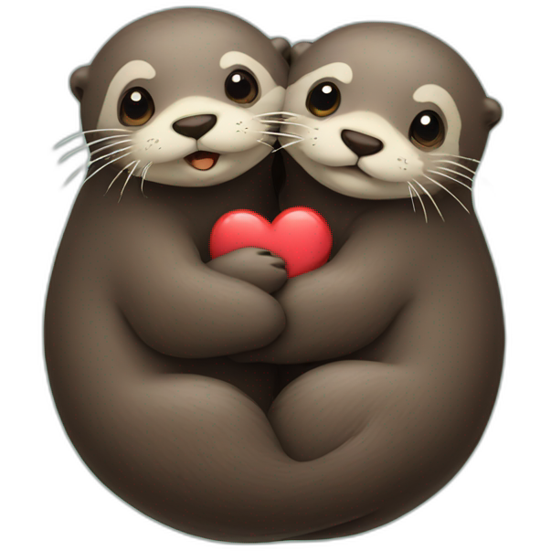 Otters hugging looking like a heart