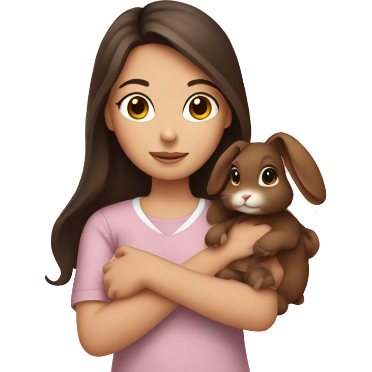 Brunette girls holding brown bunny