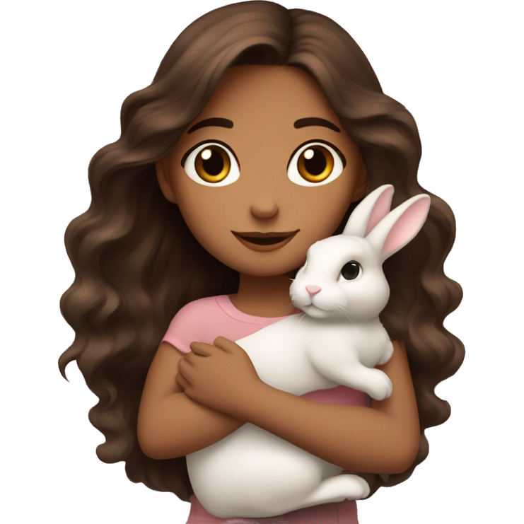 One brunette girl hugging brown Holland loop bunny