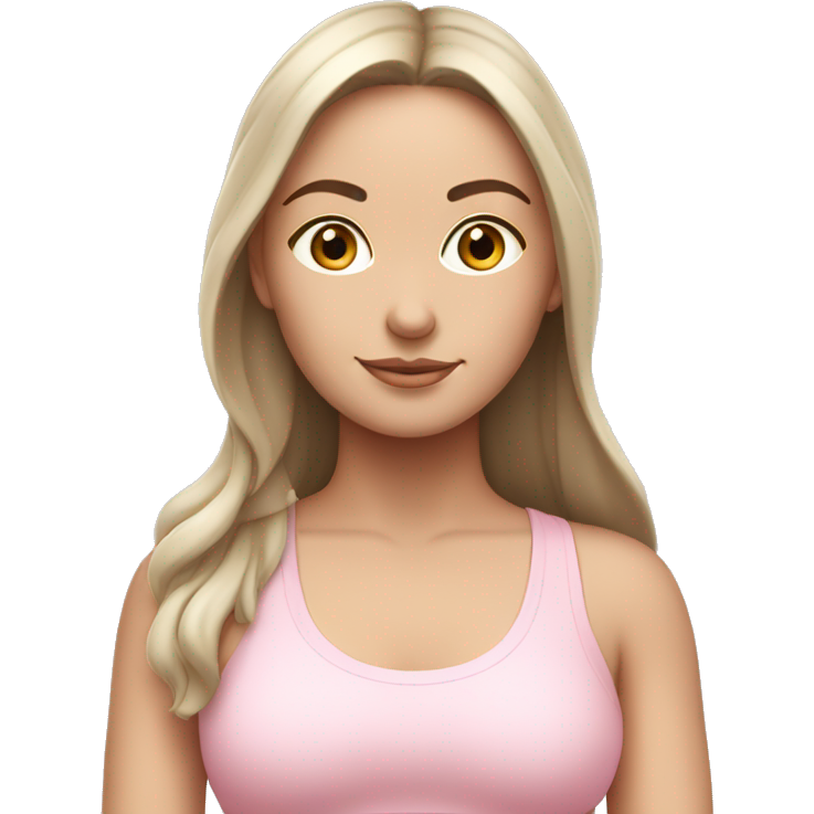 White brunette yoga girl light pink clothes