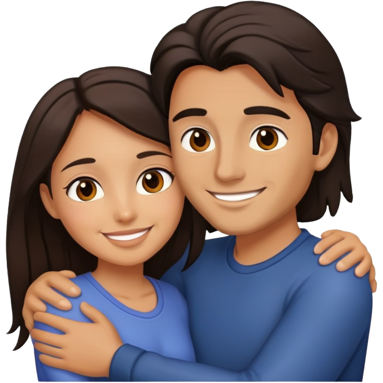Couple hug with warm smiles