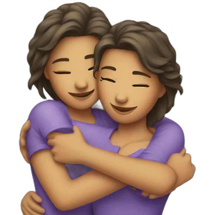 Two girl hug