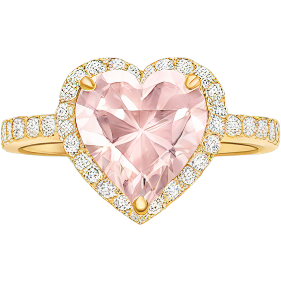 Gold engagement ring with light pink heart diamond