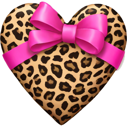 Leopard print heart with pink bow wrapped around