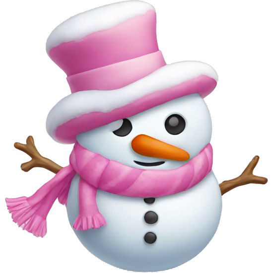 Cute pink snowman