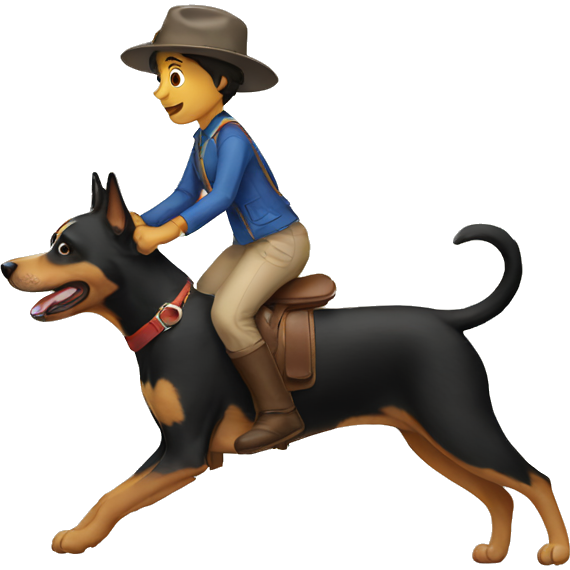 A dog riding a dog