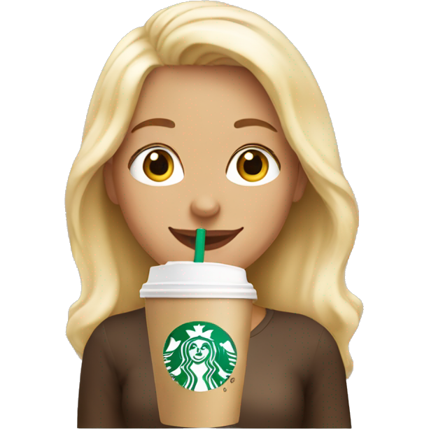 Blonde girl happy drinking starbucks drink
