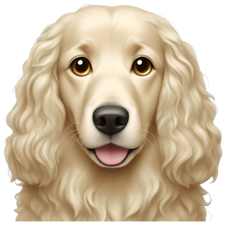 Woman with long dark hair and English cream golden retriever curly haired dog