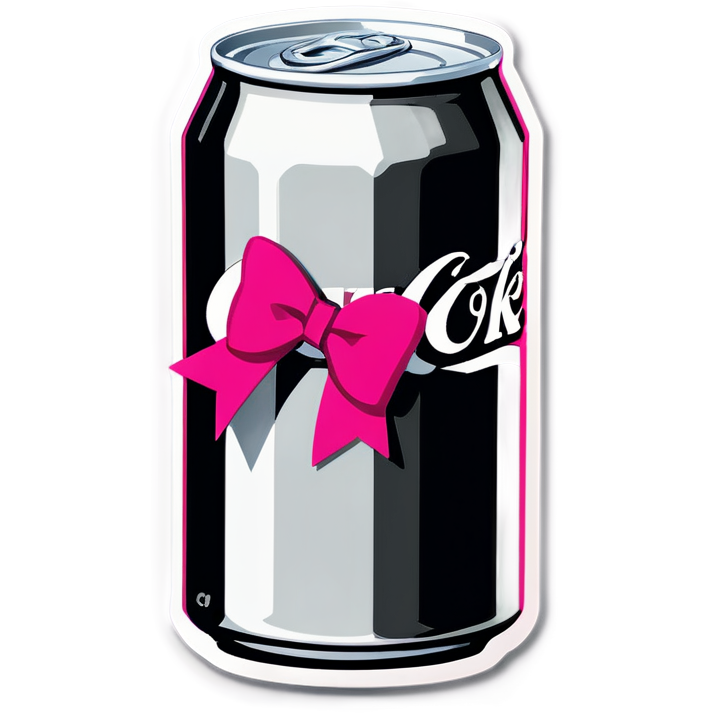 Can of Diet Coke with a pink bow on it