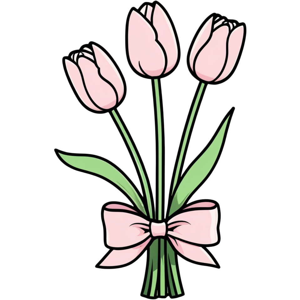 Light pink tulip bouquet with light pink bow