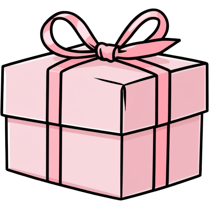 Pink gift box filled with chocolates, tied with a soft pink ribbon.