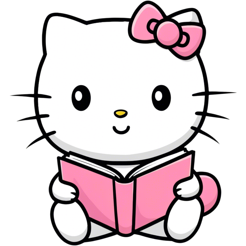 Pink Hello kitty reading books